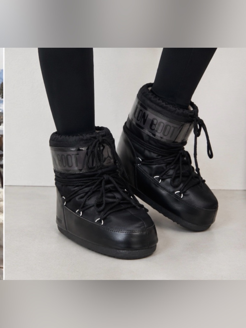 Moon Boot Classic Low Black Nylon Snow Boots 6/7 Y2K Après Ski Winter Techwear